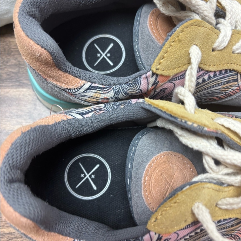 inkkas Multicolor Patterned Athletic Sneakers in Gray, Pink, Yellow, Teal - Picture 3 of 8